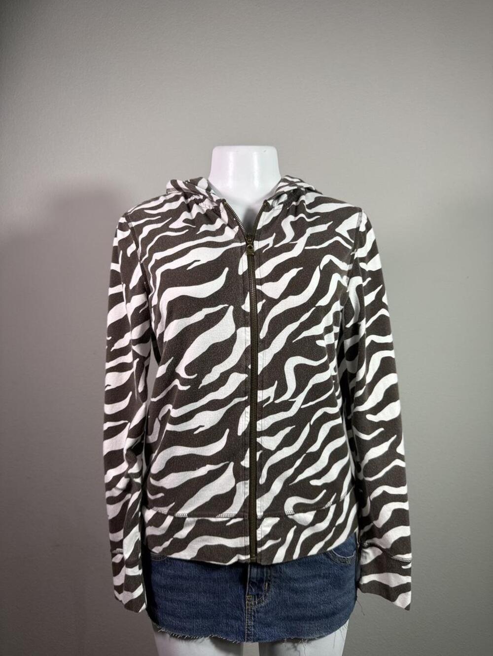 Vintage Peck & Peck Weekend zebra print zip hoodie – Women's Used Clothing